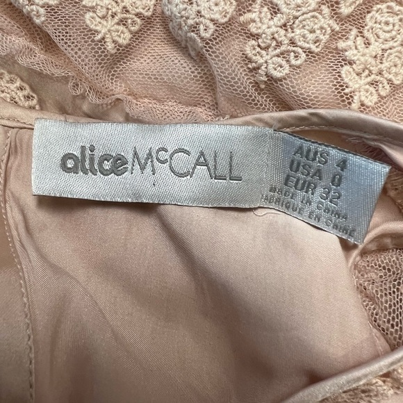 ALICE MCCALL 70s Satin Victorian Ruffle Pointelle Lace Cold Shoulder Maxi Gown 0 - Picture 6 of 8